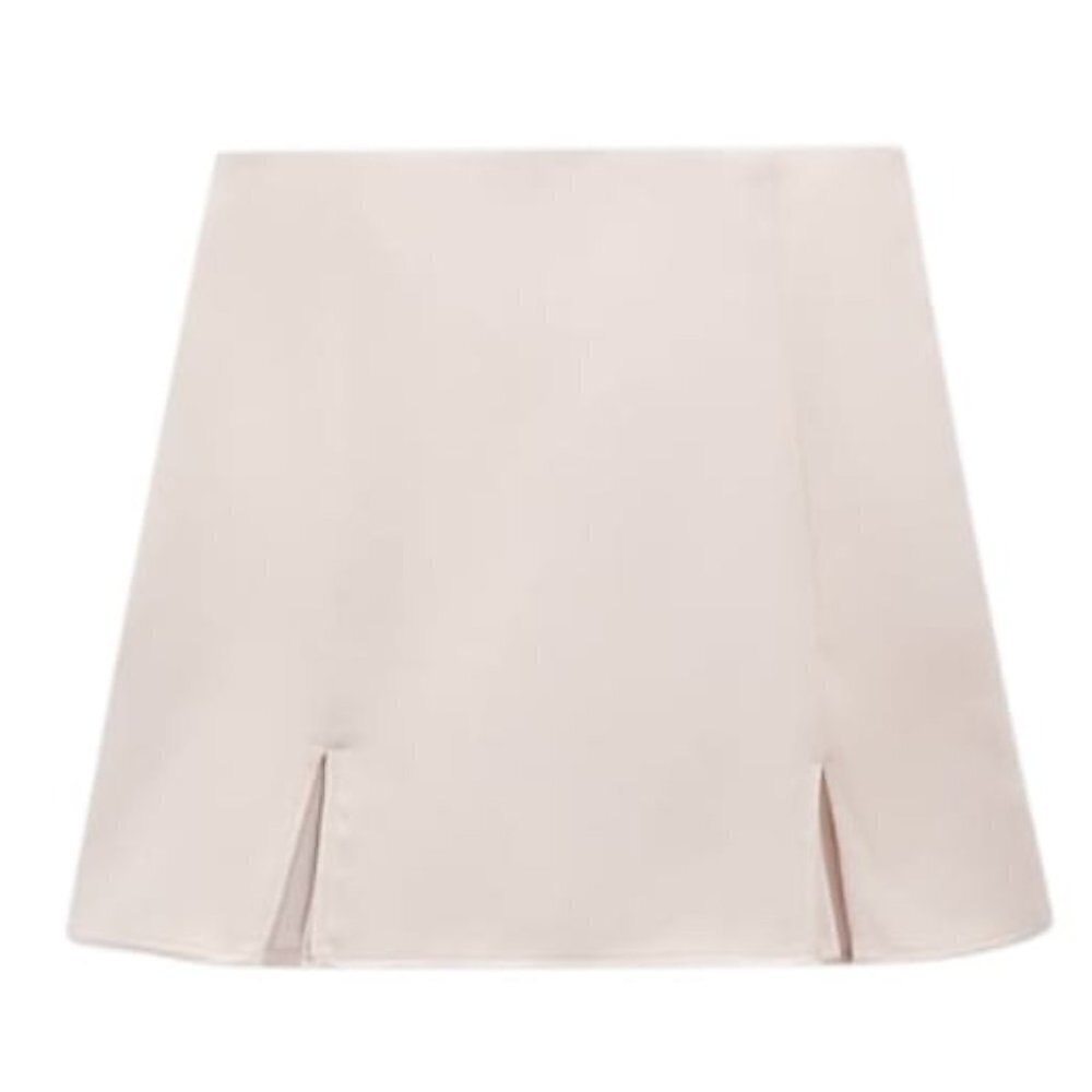 NEW ZARA SLIT SATIN EFFECT SKORT ECRU | 1165/233 XS